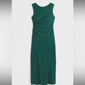 NWT A&F green high neck open back midi emerald green dress small petite